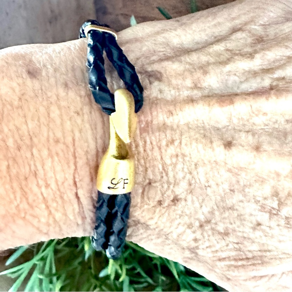 Lulu Frost Black Leather Harpoon Hook Bracelet Unisex - Picture 6 of 10